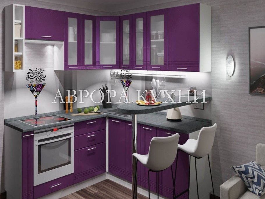 Кухонный гарнитур угловой с барной стойкой