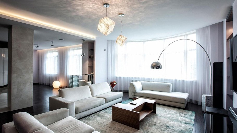 Натяжные потолки гостиная 18кв