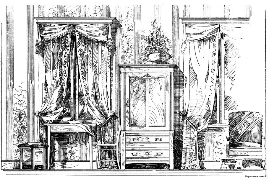 Эскиз интерьера 18 века