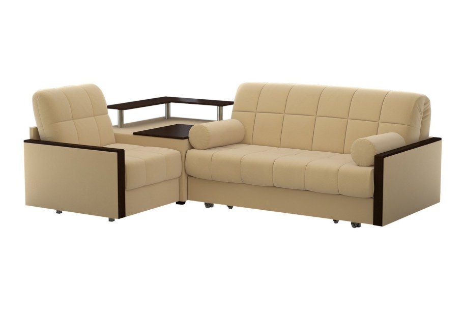 Интерьер гостиной с уговым дивано