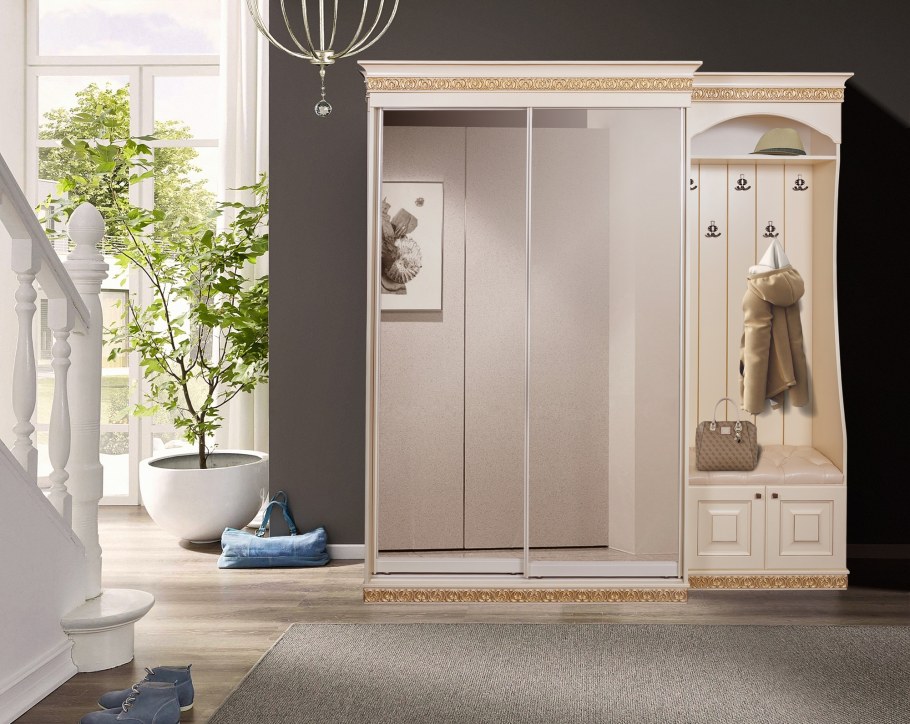 Прихожая белая с деревом