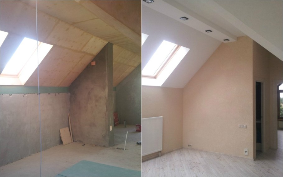 Штукатурка на мансарде