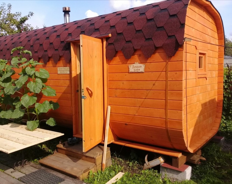 Баня Квадро бочка с душем