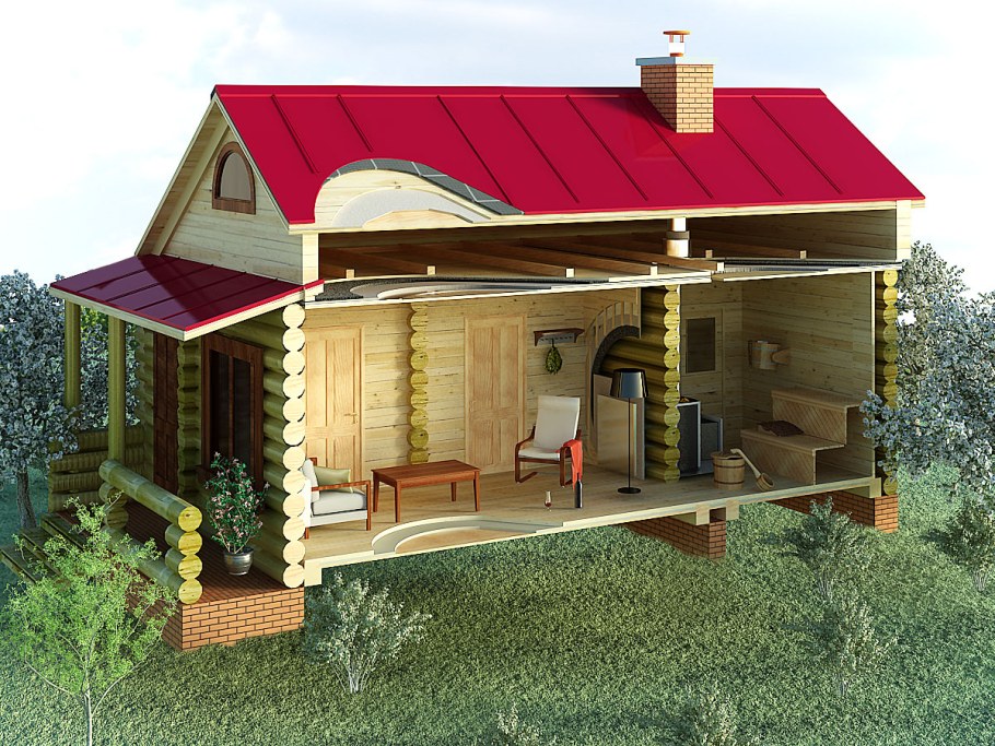 Дачный домик с баней