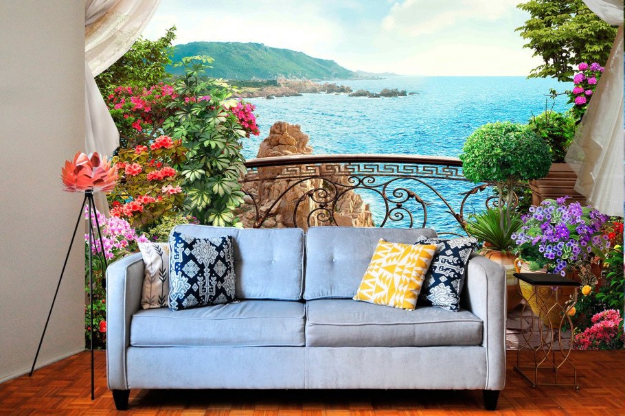 Фотообои вид с балкона в интерьере