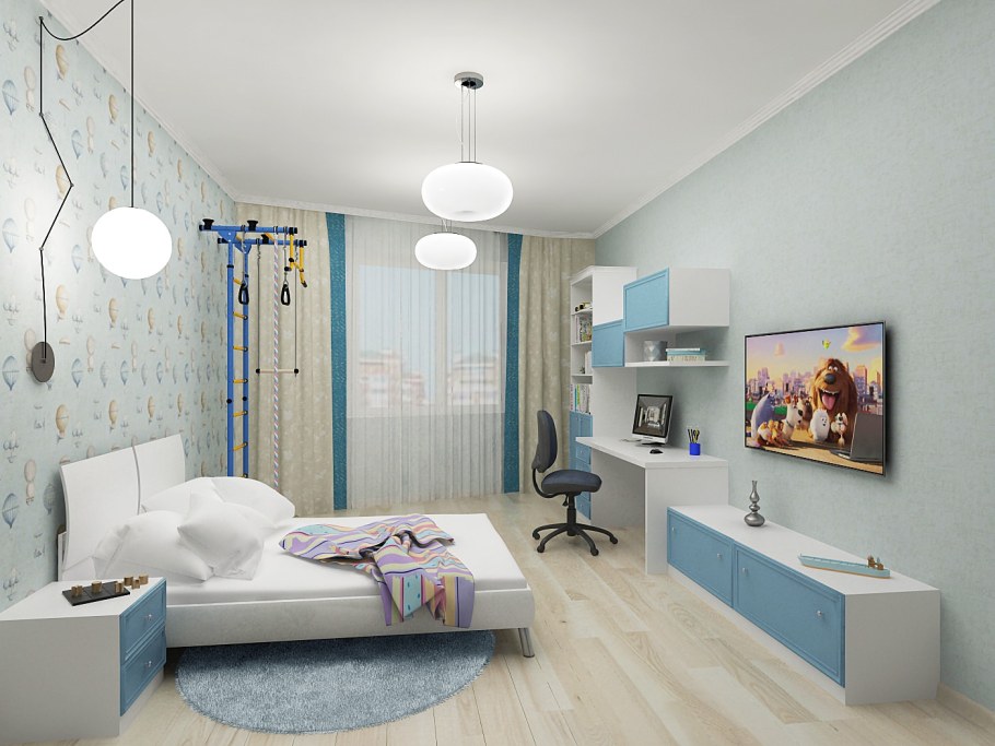 Комната для школьника мальчика 12 кв.м