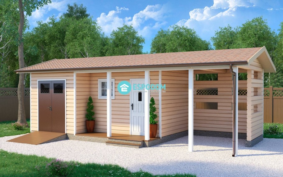 Хозблок с дровником дачный