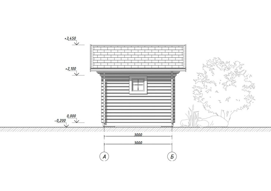 Чертёж сарая 3х3 односкатная