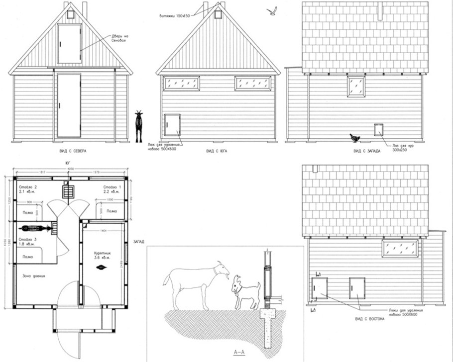 Хозблок чертежи вид сверху