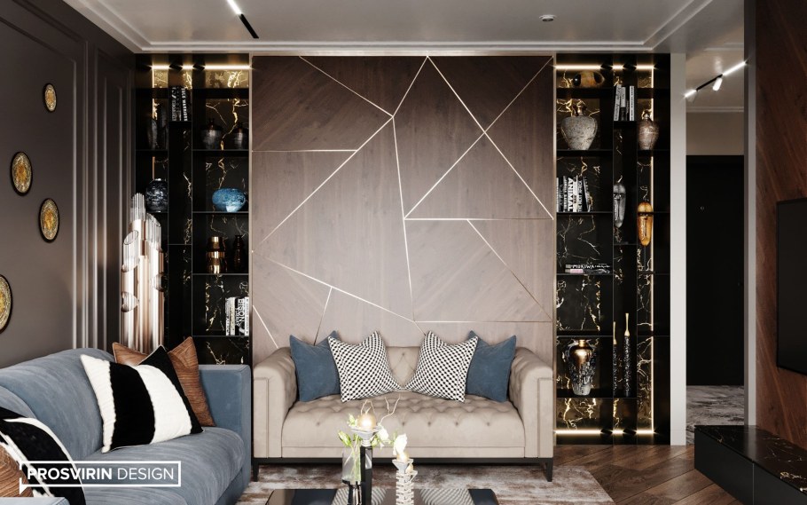 Шкаф с золотыми ручками