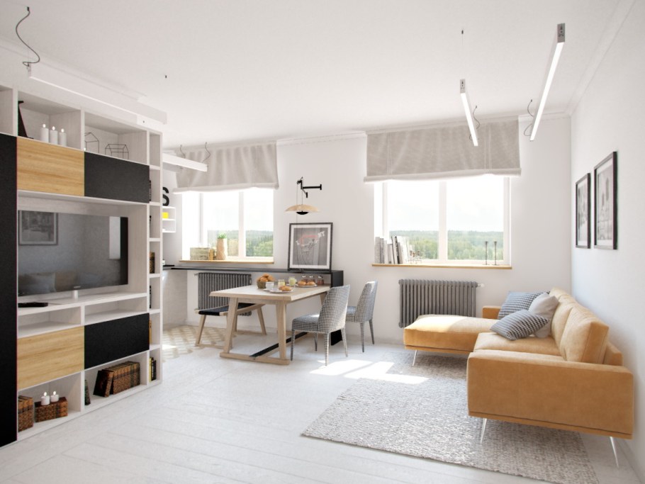 Дизайн в скандинавском стиле двухкомнатной квартиры