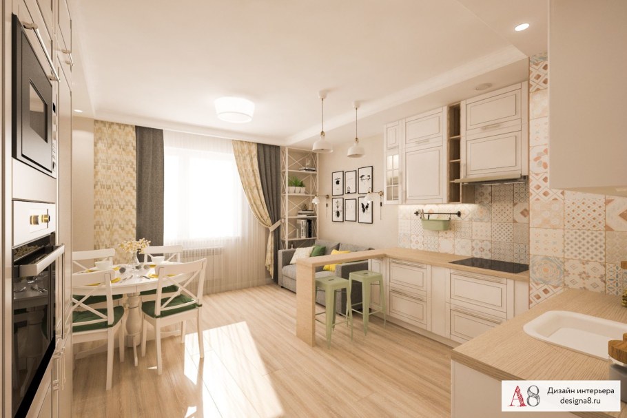 Кухня скандинавском стиле в двухкомнатной квартире