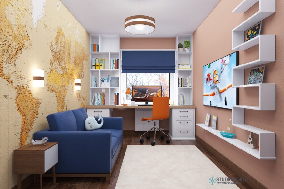 Маленькая детская комната для школьника