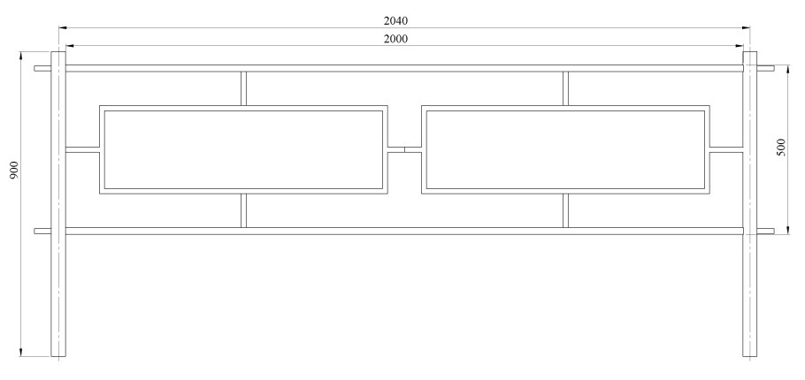 Чертеж распашных ворот 4000*2000мм