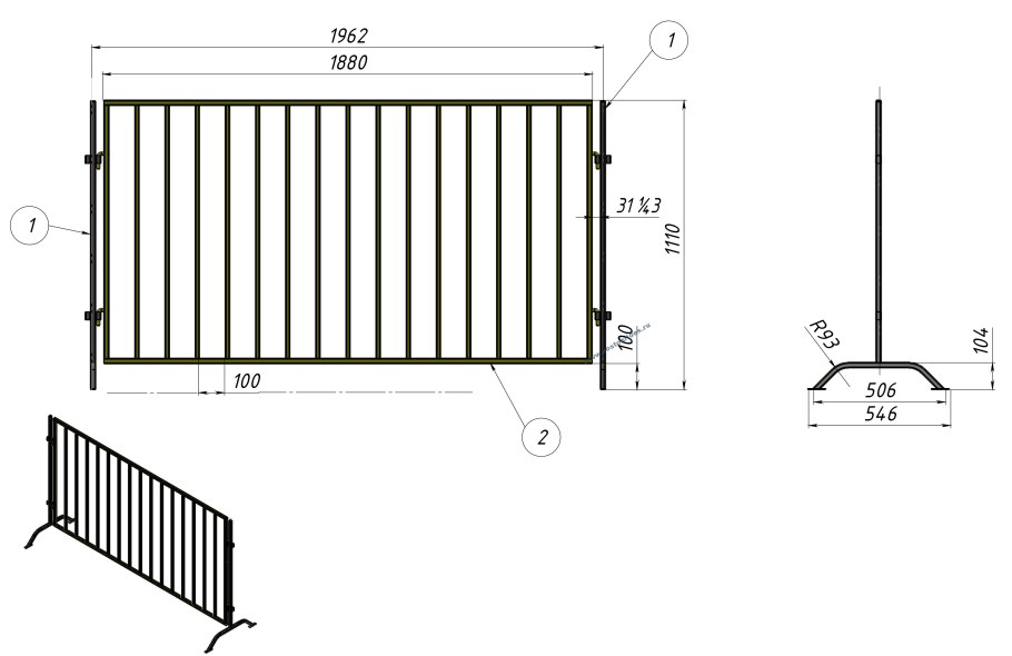 Кованый палисадник чертеж