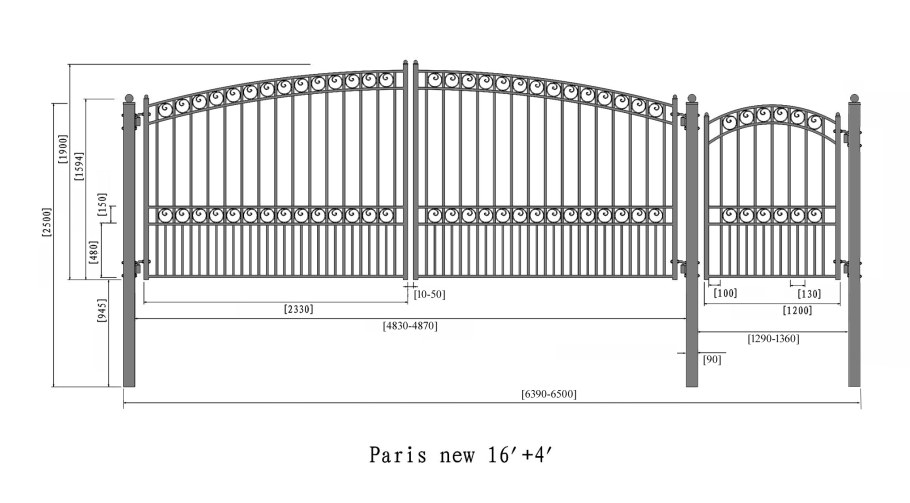 Чертеж распашных ворот 4000*2000мм