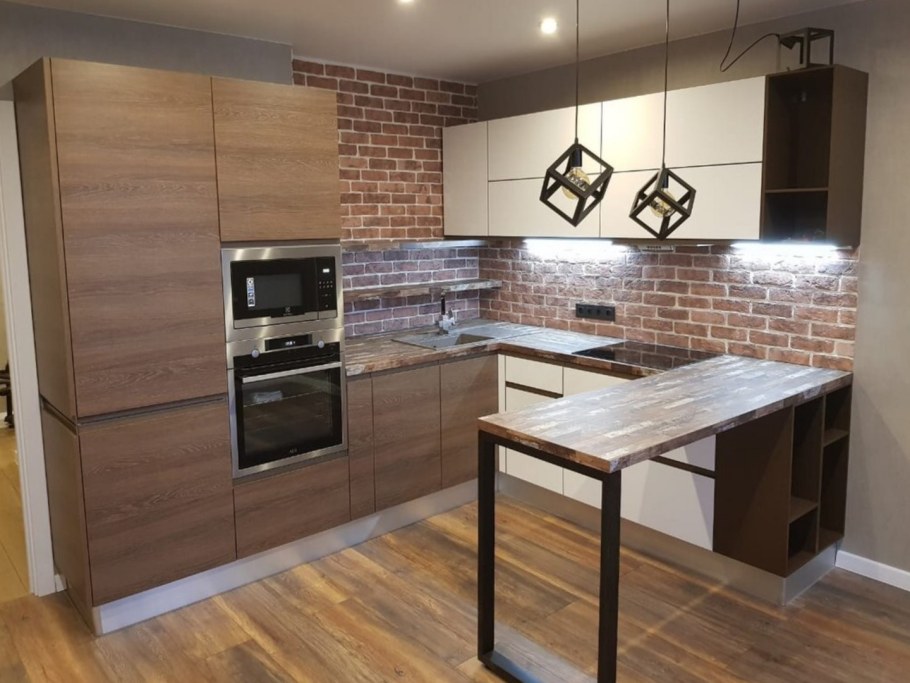 Кухня в стиле лофт угловая