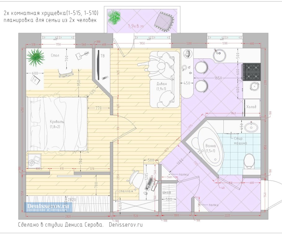 Планы перепланировки 2-х комнатной хрущевки