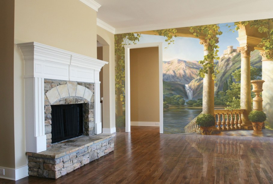 Фрески в интерьере гостиной