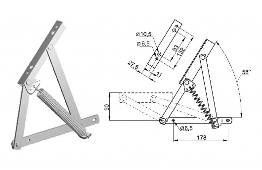 Аккордеон – замок низкий механизма трансформации дивана ш234.01 ФРМЗ 120