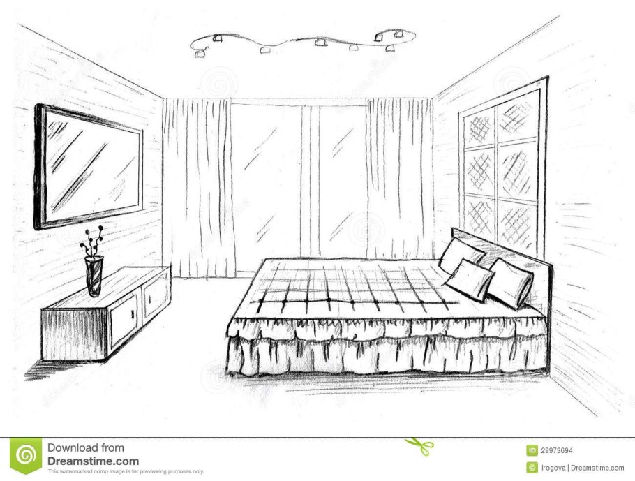 Рисование комнаты с мебелью для детей