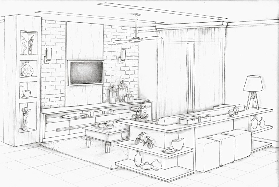 Шкаф в комнате эскиз карандашом