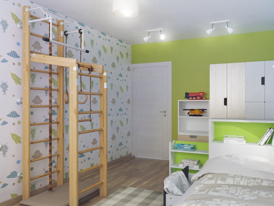 Детская комната со спортивным уголком