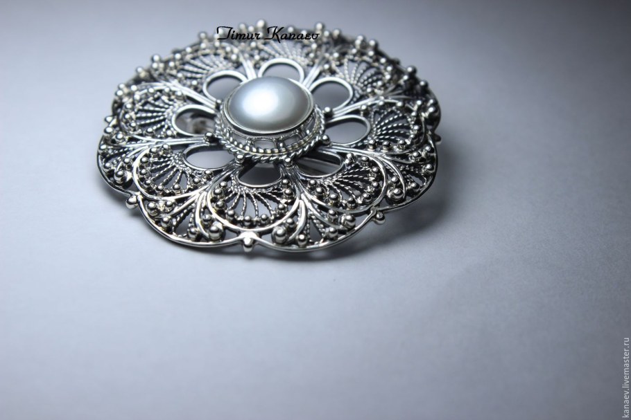 Кубачи брошь филигрань серебро