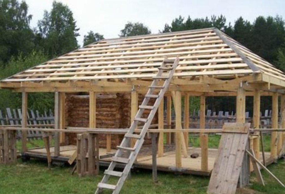 Стропильная система беседки четырехскатная