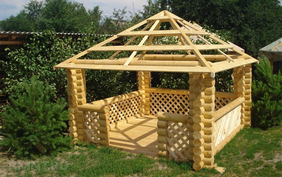 Беседка 5 на 5 с четырехскатной крышей