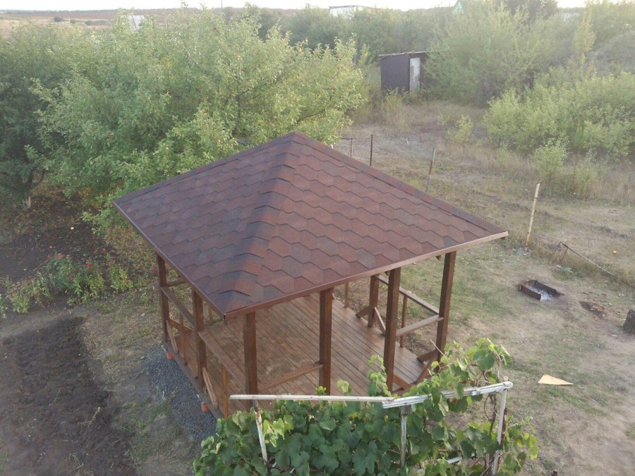 Четырёхскатная крыша для беседки