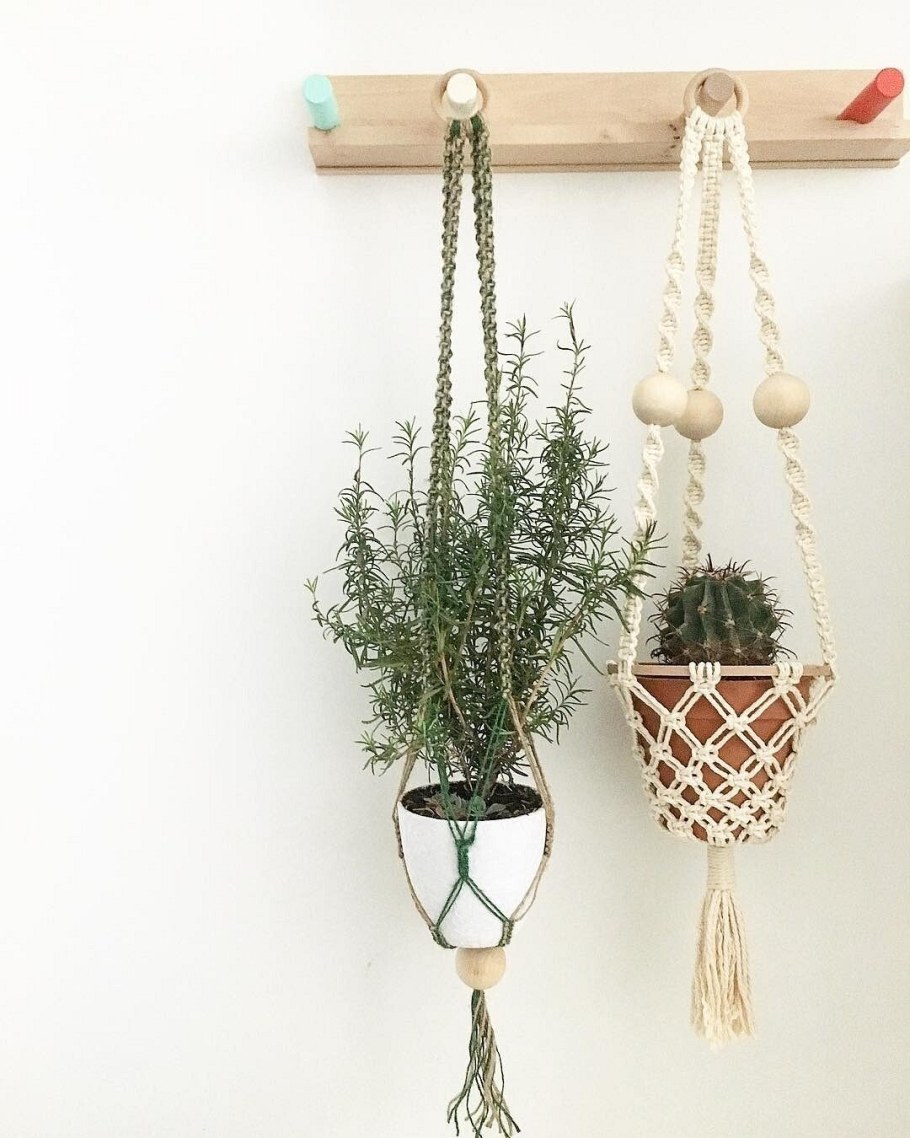 Макраме кашпо для цветов в интерьере
