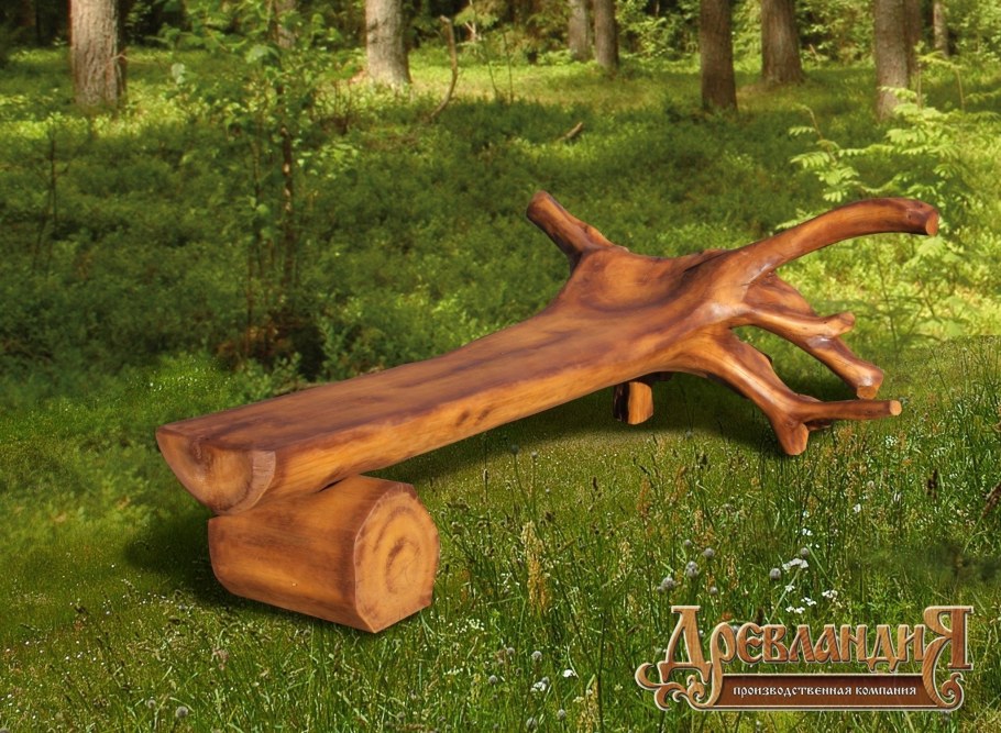 Скамейка из ствола дерева