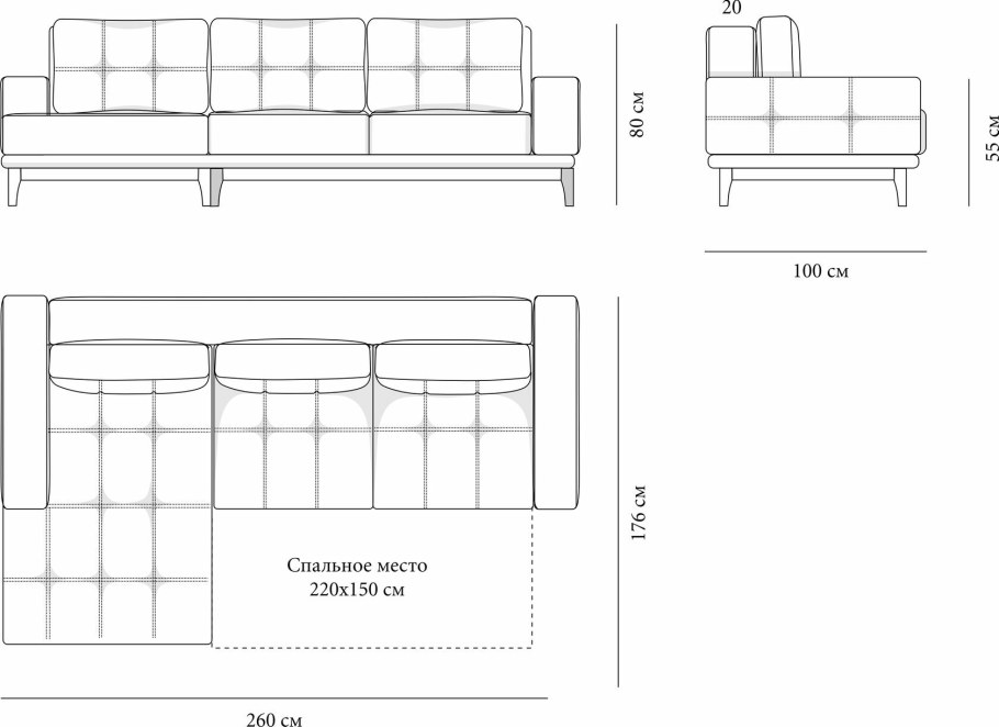 Диван Барселона прямой еврокнижка