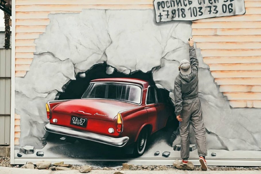 Роспись стен в автомастерской