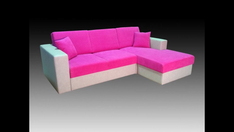 Розовый угловой диван