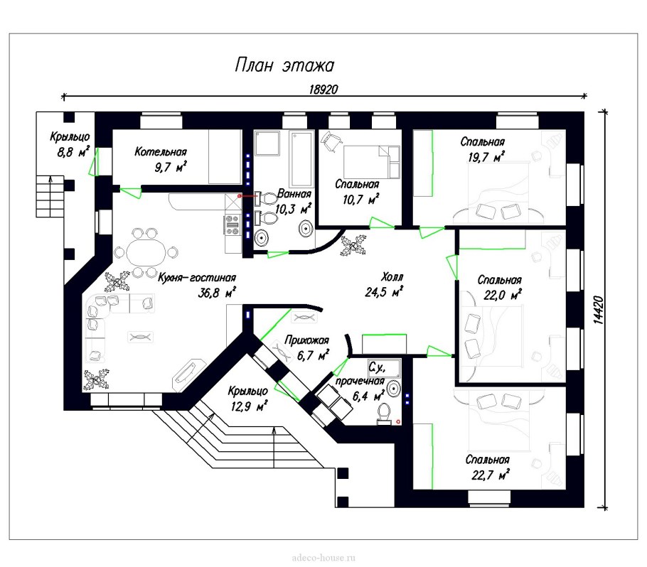 Планировка дома с эркером 2 этажа