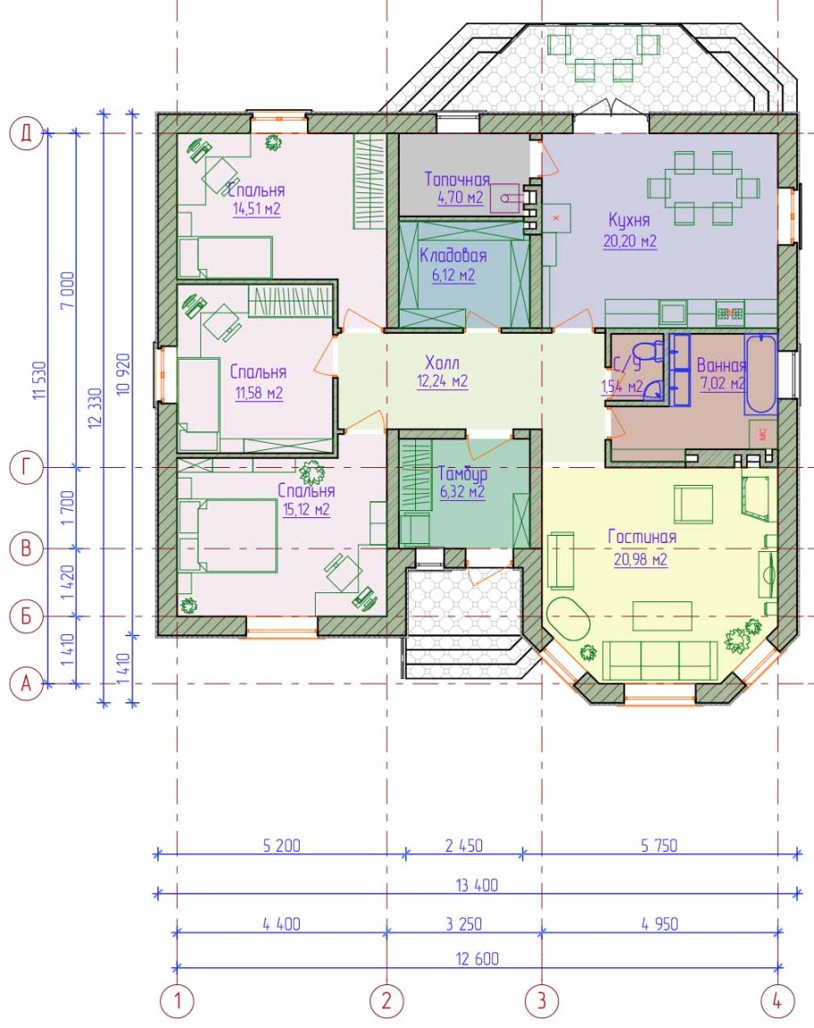 Планировка 10на 10дома 100 кв.м одноэтажный с 3 спальнями
