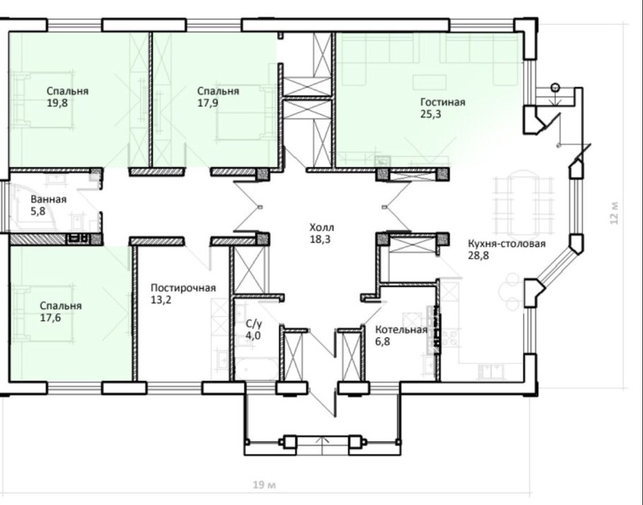 Дом 6х10 одноэтажный планировка