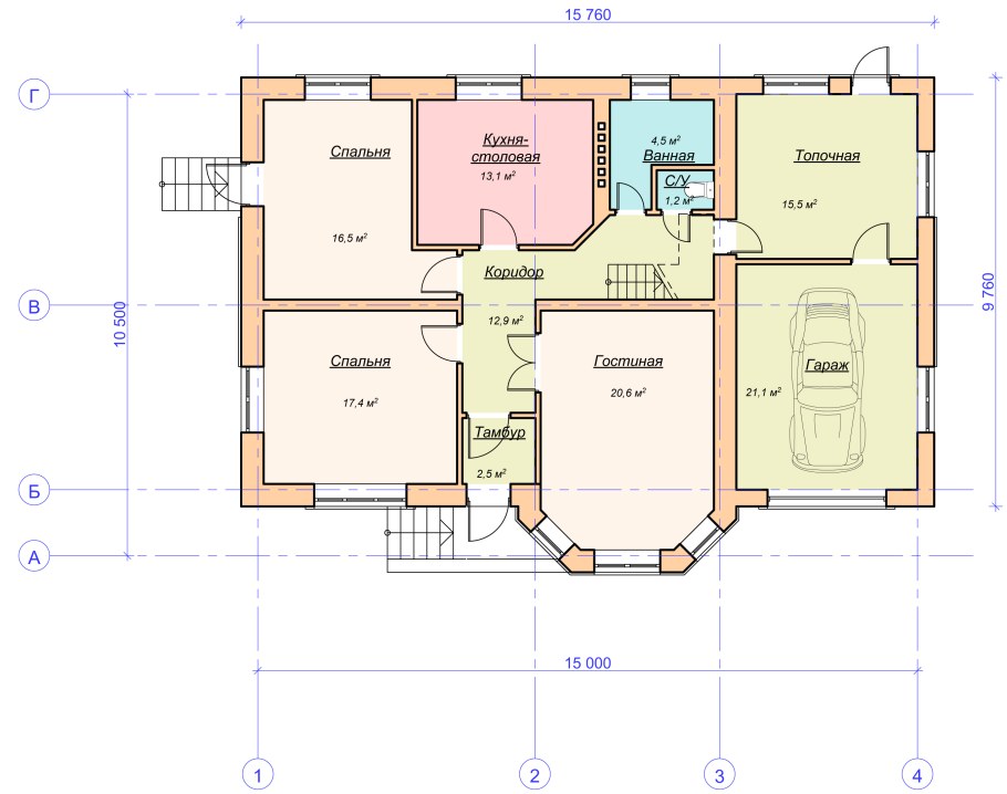 Одноэтажный дом на 250м2 планировка