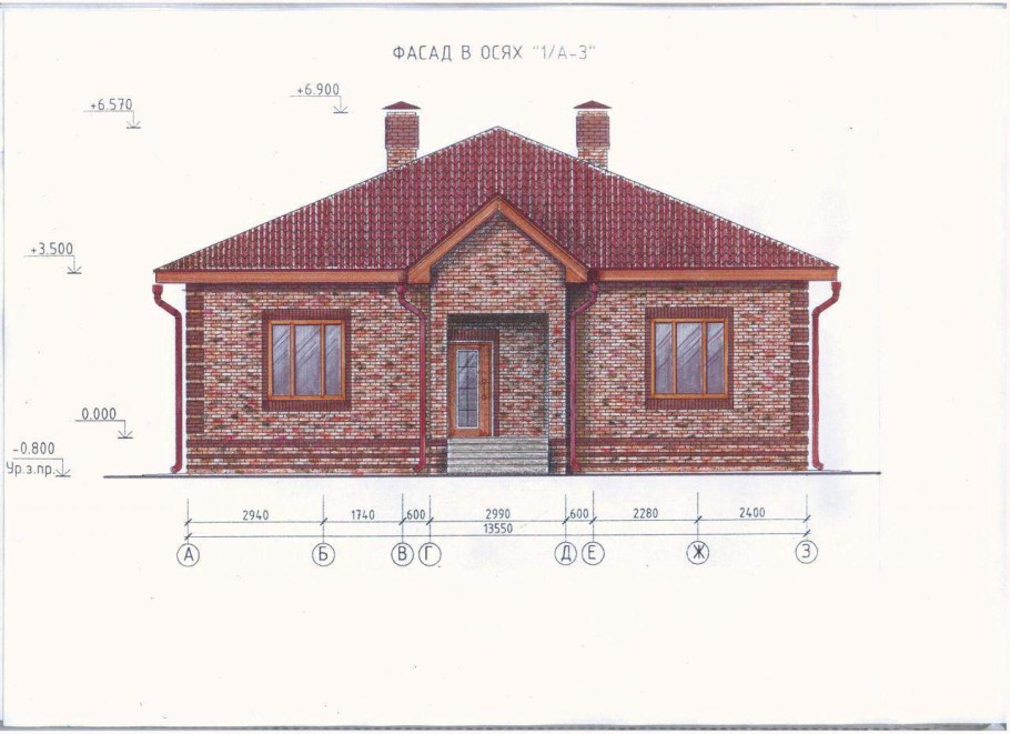 План одноэтажного дома с размерами