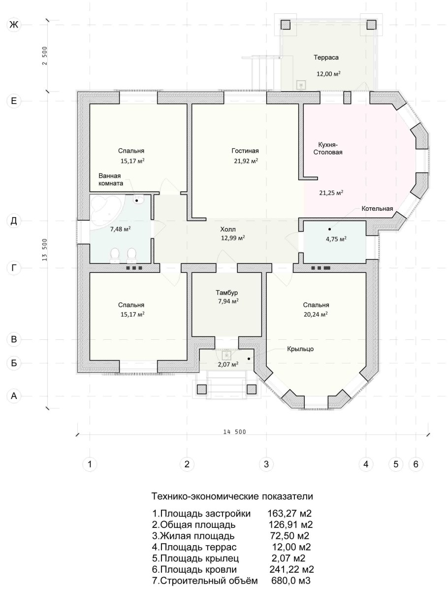 Дом из пеноблока 10 на 10 одноэтажный с эркером сбоку