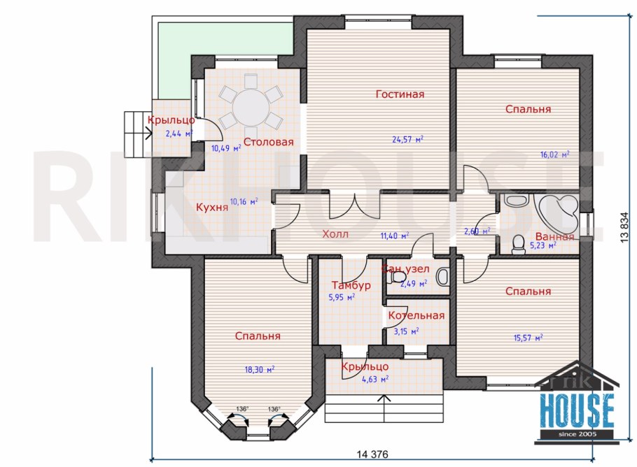 Одноэтажный жилой дом проект