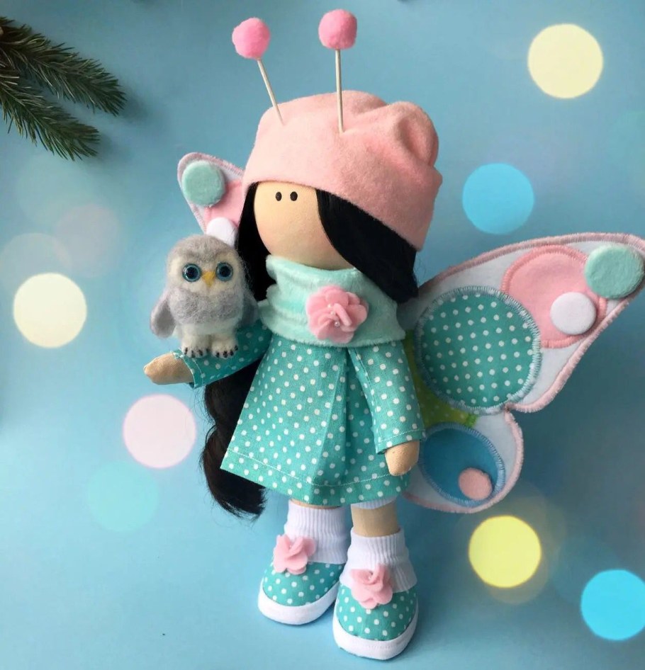 Текстильная кукла бабочка