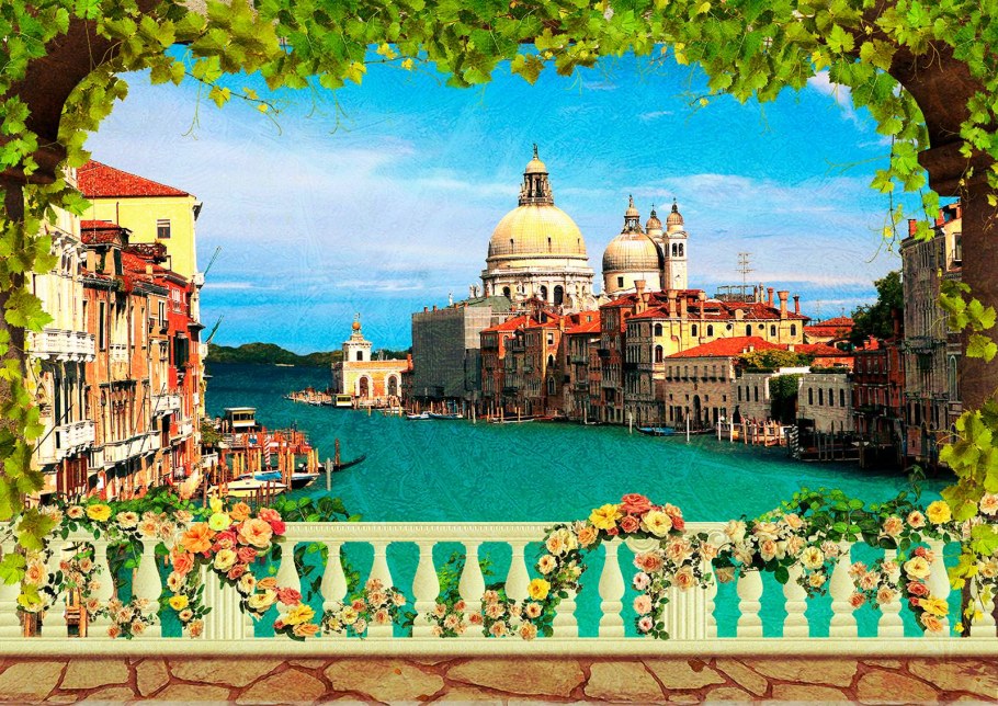 Фотообои Венеция в интерьере гостиной