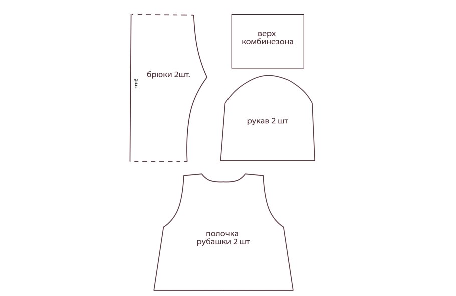 Выкройка лифа текстильной куклы для платья