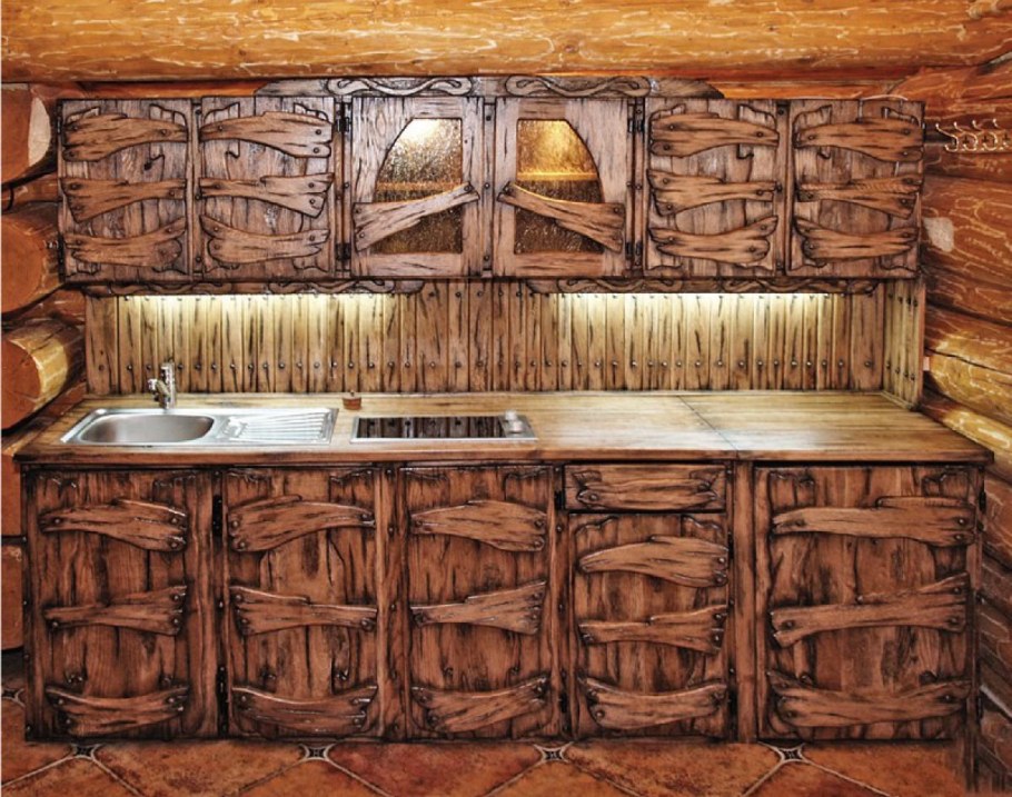 Кухня под старину из дерева