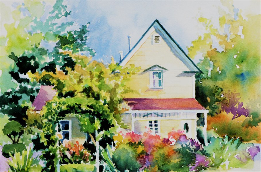 Дачный домик акварель