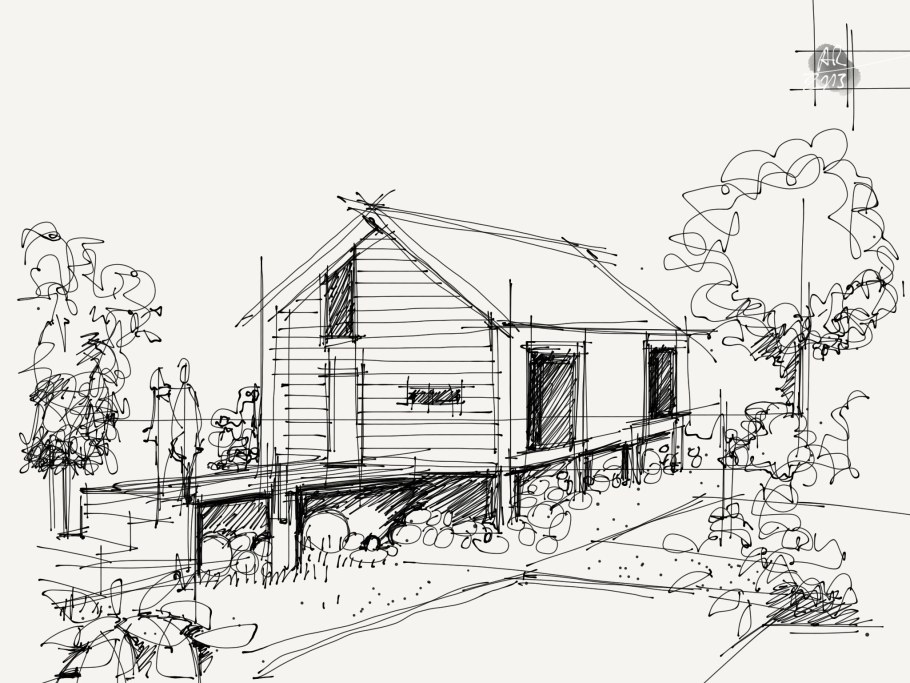 Графика пленэр в деревне