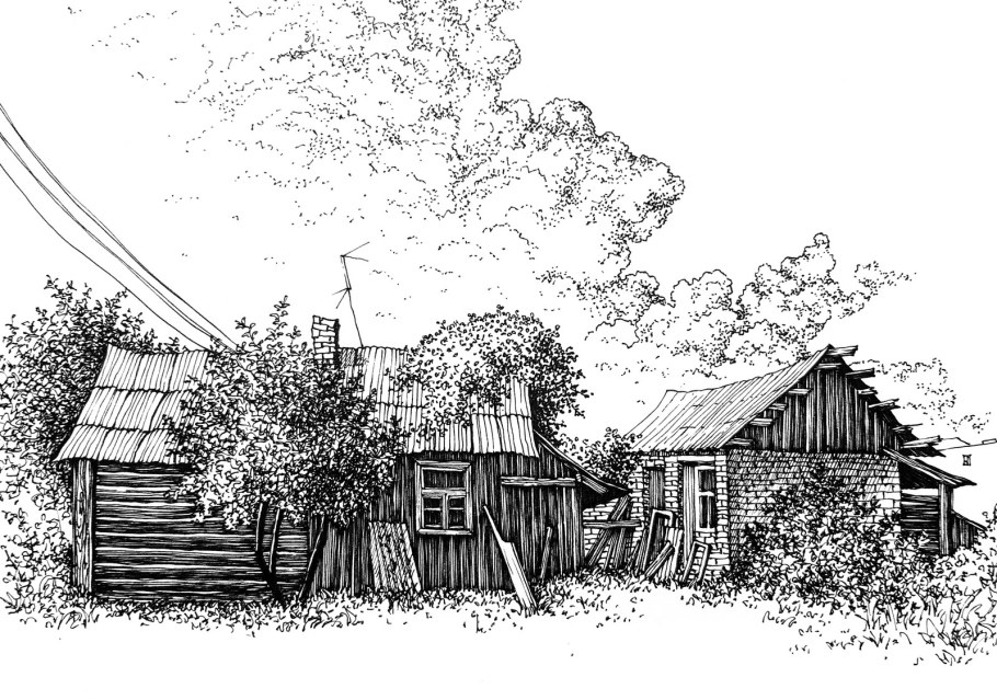 Скетчи кирпичных коттеджей